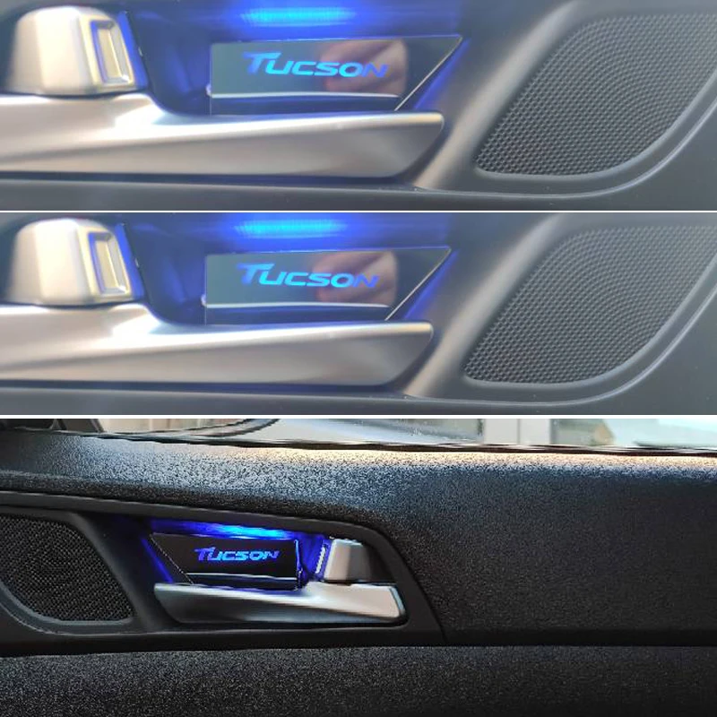 2 ks Atmosféru Svetla LED Dvere Auta Rukoväť Miska na Hyundai Tucson - 2018 vo Vnútri Misy Auto Príslušenstvo