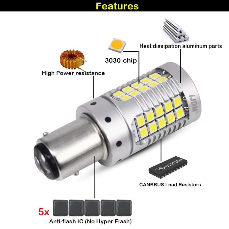 2 ks Canbus 1157 LED Č Hyper Flash 21W P21/5W BAY15d LED Žiarovky Pre Zase Signálne Svetlá Zálohovanie Chodu Svetlá Brzdové/koncové Svetlá