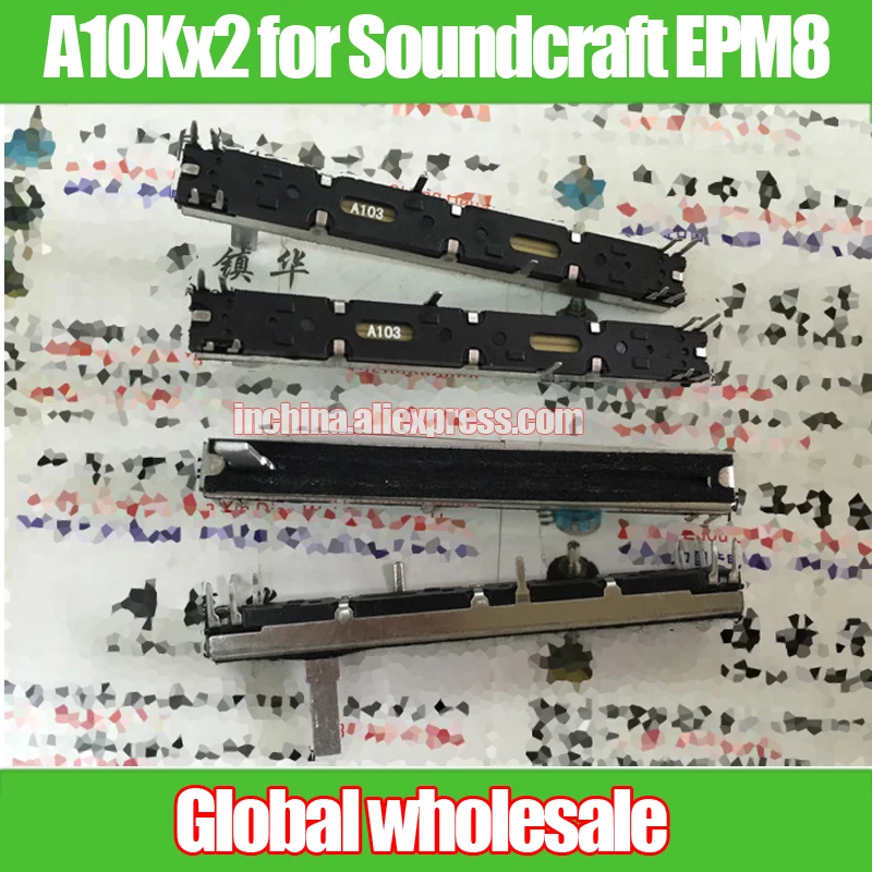 2 ks Dual Channel Stlmovač A103 / zvukový Pult Rovno List Potenciometer A10Kx2 pre Soundcraft EPM8 / Ramienka, Dĺžka 15MM