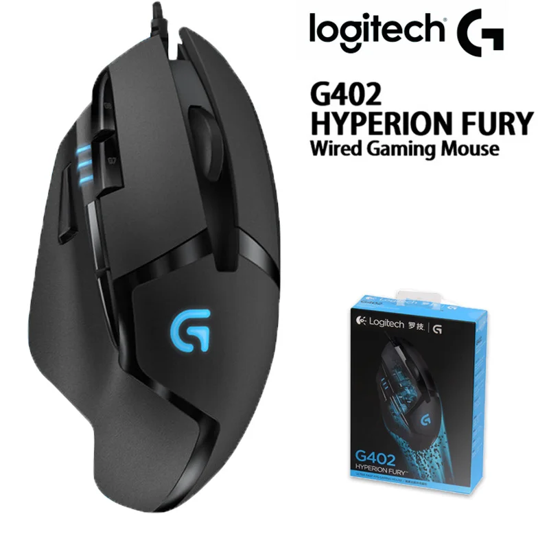 2 ks Logitech G402 Hyperion Fury FPS Optická Herná Myš 4000DPI Ultra-Rýchle 8 Tlačidlo Hernej Myši Pre PC a Notebook ( S Poľa ）