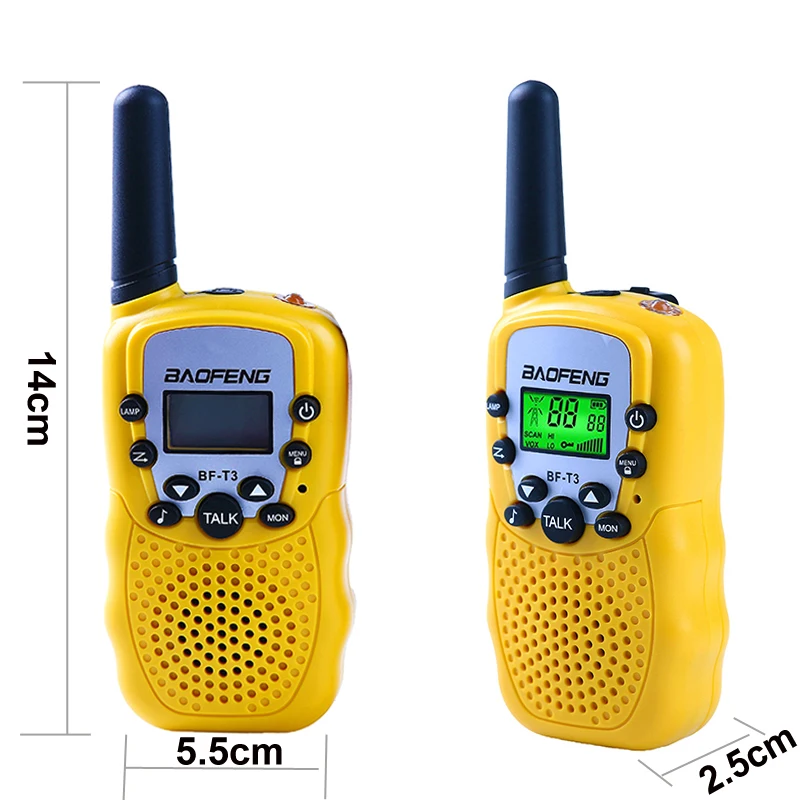 2 ks Módne Mini BaoFeng BF-T3 Deti Bezpečné Prenosné obojsmerný Rádiový Ručný Vysielač Pre Deti Hračky Walkie Talkie 22 Kanál