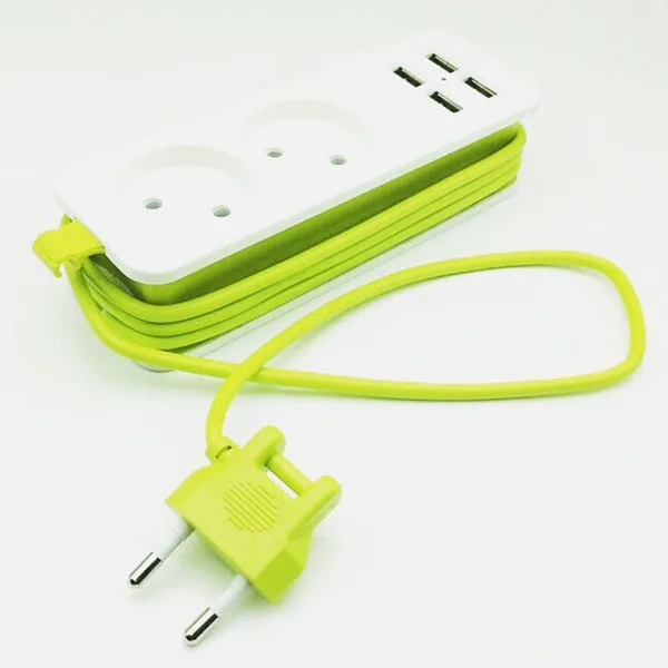 2 Ks rozvodky s 4 USB Port,Prenosné Cestovnej Nabíjačky Zásuvka,pre Smartphony&Tablety-EU Plug