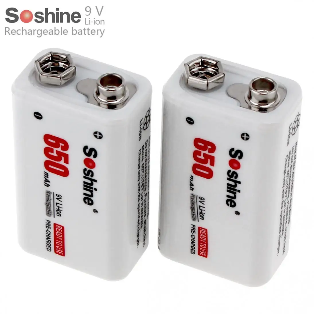 2 ks/veľa Soshine 9V 6F22 650mAh Li-ion Nabíjateľnú Batériu + Prenosný batériový Box