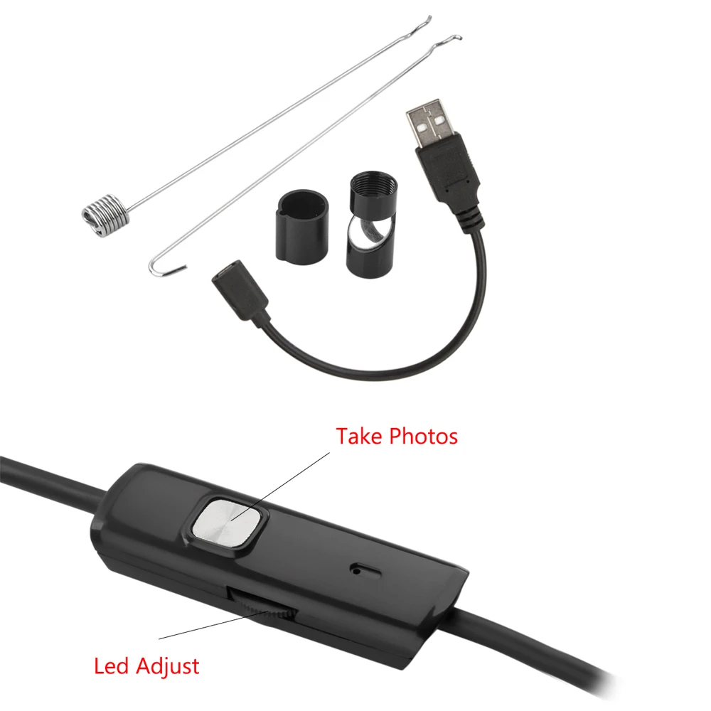 2 m 5,5 m/7mm Objektív USB Endoskop Fotoaparát Vodotesný Flexibilný Vodič Had Trubice Inšpekcie Borescope Pre OTG Kompatibilné Telefóny Android