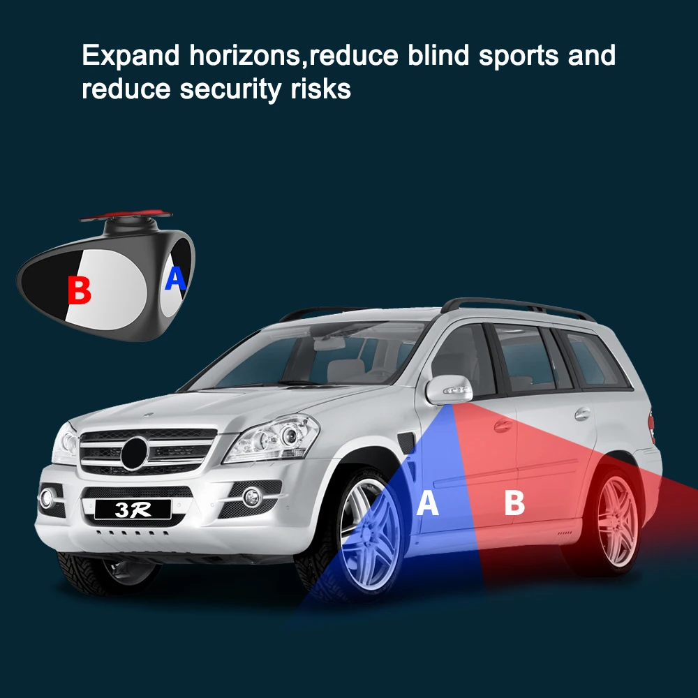 2 v 1 Auto Blind Spot Zrkadlo Široký Uhol Zrkadlo Otáčanie 360 Nastaviteľné Vypuklého Zrkadla Zobraziť predné koleso Auta zrkadlo