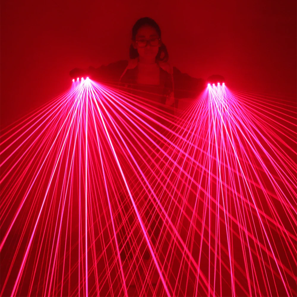 2 v 1, Multi-line Červený Laser Rukavice S 4pcs 650nm 100mw Laser,Disco LED laserové Rukavice Pre LED svetelné Kostýmy Zobraziť