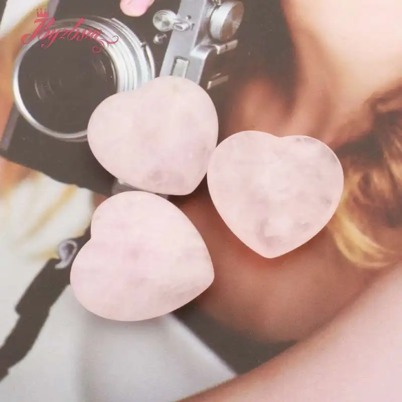 20 mm Rose Quartz Srdce Cabochon Dome Undrilled Korálky pre Ženy DIY Kúzlo Príslušenstvo Náhrdelník Náramok Prívesok Šperky Robiť