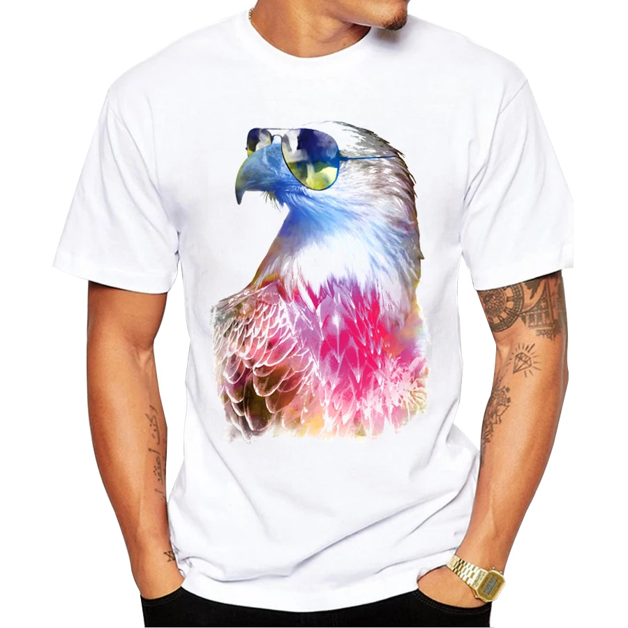 2018 Muži Fashion tričko Lumbálna Printed Tee Tričká Krátky Rukáv, Farebné Eagle Topy Eagle Eyes T-Shirt