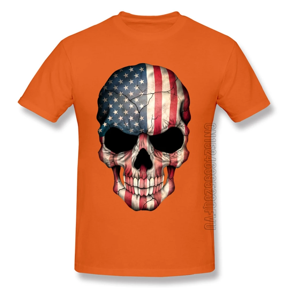 2018 Najnovšie Dospelých Oranžové Tričko Bavlnenej Tkaniny Plus Veľkosť Európe Tričko Pre Mužov Americkej Vlajky Lebku Plnú Print T Shirt 3D
