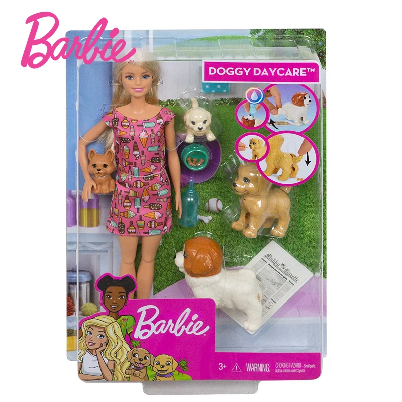 2019 Barbie, Originál Značky Psík Daycare Bábika & domáce Zvieratá Predstierať, že Dieťa Hračku Krásny Pes Boneca Režim FXH08 Pre Deti Darček k Narodeninám