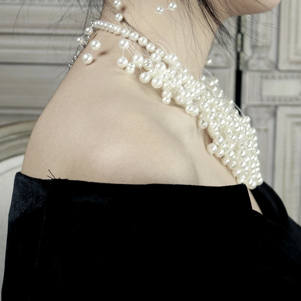 2019 fashion pop šperky osobnosti štýl, luxus, multi-layer pearl lemovaný náhrdelník retro žien strany náhrdelník