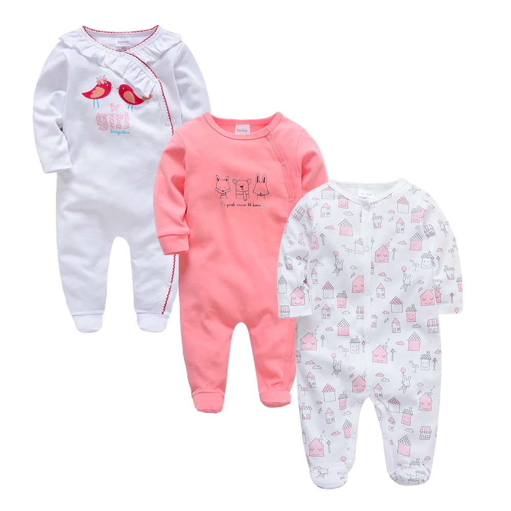 2019 Honeyzone 3ks/set Baby Girl Šaty Cartoon Dot Tlače Zimné Chlapec Oblečenie Set sa ropa de bebe Baby Unisex Overal Kombinézach