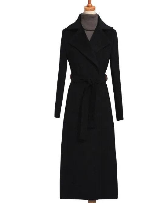 2019 Módne Čierny Vlnený Kabát dámske Dlhé Vlny Zákopy Srsti Plus Veľkosť Jeseň Zimné Oblečenie Teplá Outwear Vlnené Výkopu Kabát
