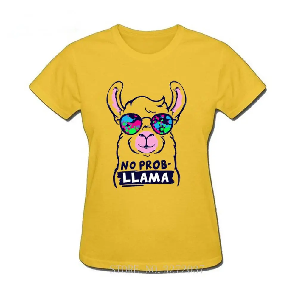 2019 Najnovšie módne žiadny problém č probllama Lama dámske Tričko Vysokej Kvality, Bavlna, krátky rukáv Cartoon T shirt dievčatá
