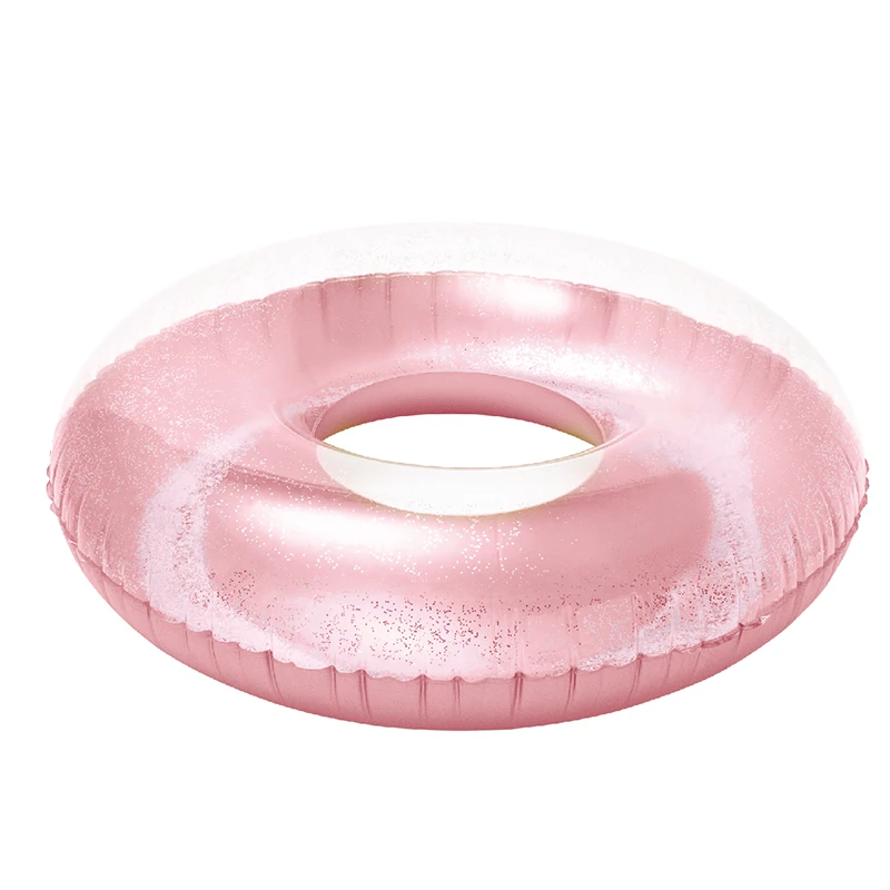2019 Najnovšie Obrie Ružové Zlato TRBLIETAVÝ Bazén Kruh S Farebnými Glitters Luxusné 110 cm Nafukovací Bazén Float Raft Trubice pre Dospelých