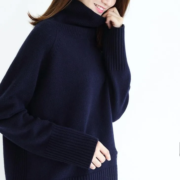 2019 Nové Módne Cashmere sveter ženy turtleneck pulóver ženy sveter Voľné pletenie Zahustiť zimné topy pre ženy sveter