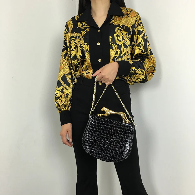 2019 slávnej značky módnych ženy kabelky retro Alligator pu kožené crossbody tašky tašky cez rameno Kov Leopard Rukoväť tote tašky