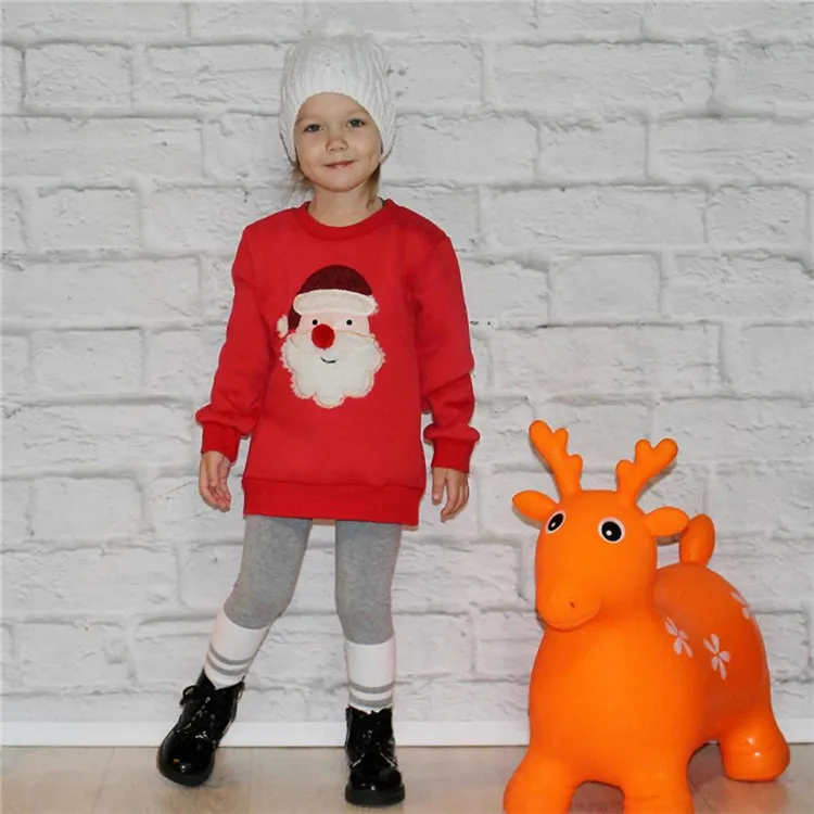 2019 Zimné Veselé Rodinné Zodpovedajúce Oblečenie Vianočný Sveter Roztomilý Jeleň Deti Oblečenie Dieťa T-shirt Pridať Vlna Teplé Rodinné Oblečenie