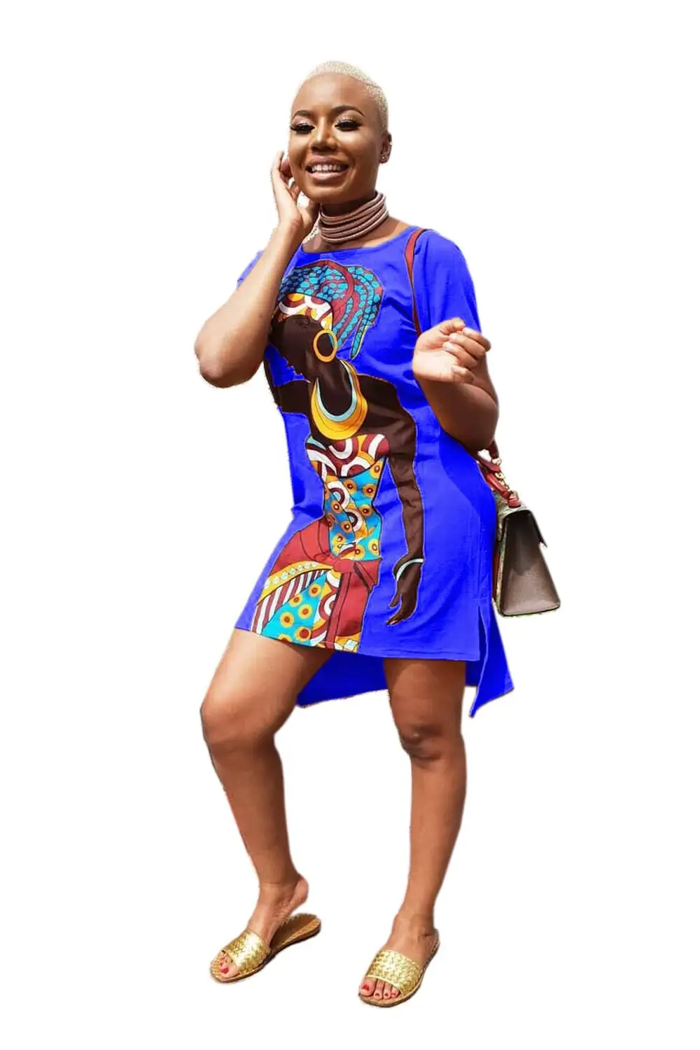 2020 Afriky Oblečenie O-krku Krátky Rukáv Sexy Retro Národnej Veľké Sľubný Dashiki Módne Ženy Tlač Voľné Šaty