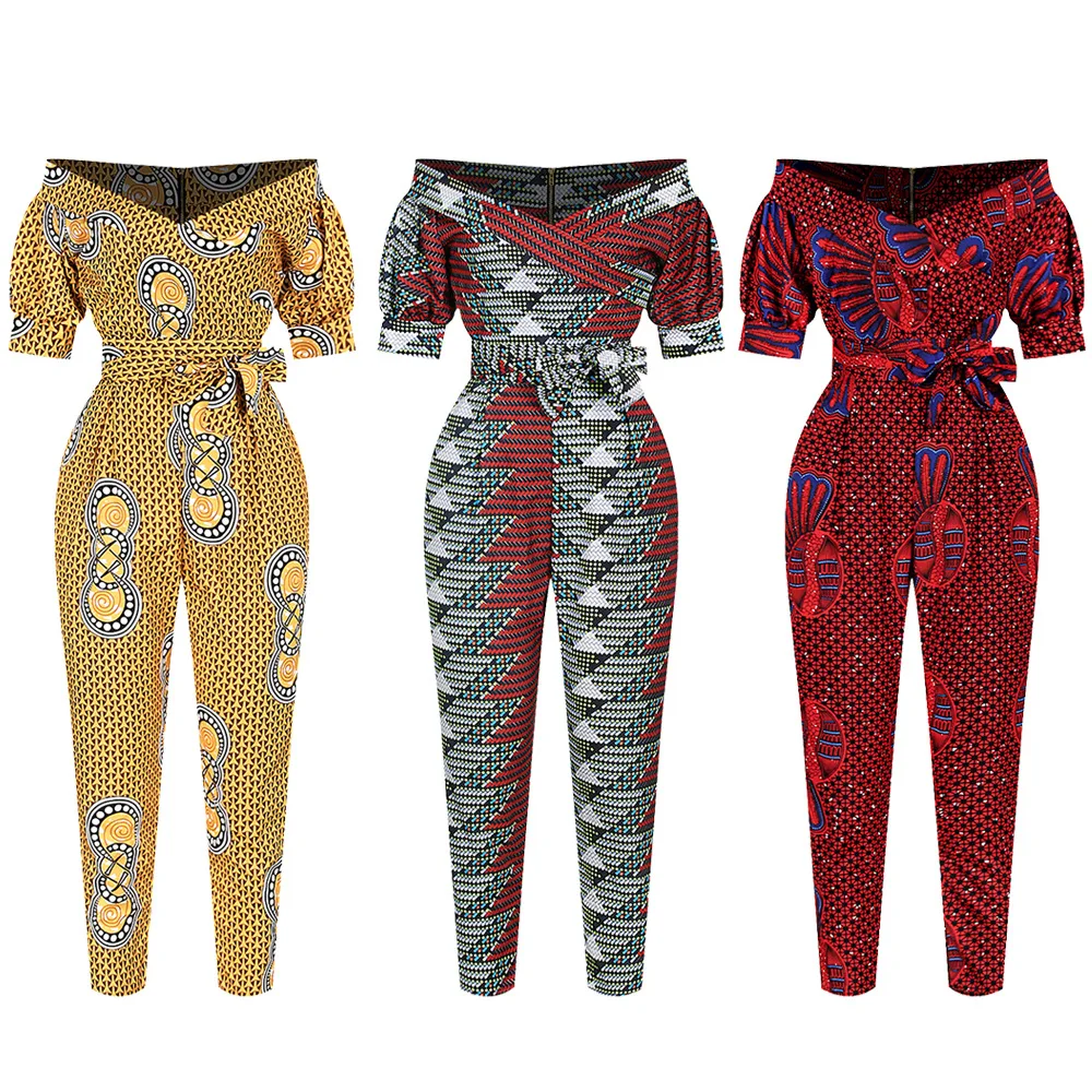 2020 Afriky Šaty pre Ženy Kanga Oblečenie Ankara Kvetinový Vosk Tlač tvaru Backless Bazin Riche Africain Femme Kombinézach Plášte