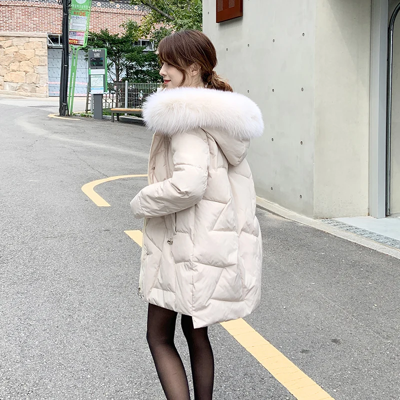 2020 Bavlna-čalúnená Oblečenie kórejský štýl, Voľné Módne Stredná-dĺžka Nadol Prešívaný Bavlnenej látky Bavlna-čalúnená Bunda Zimná Srsť