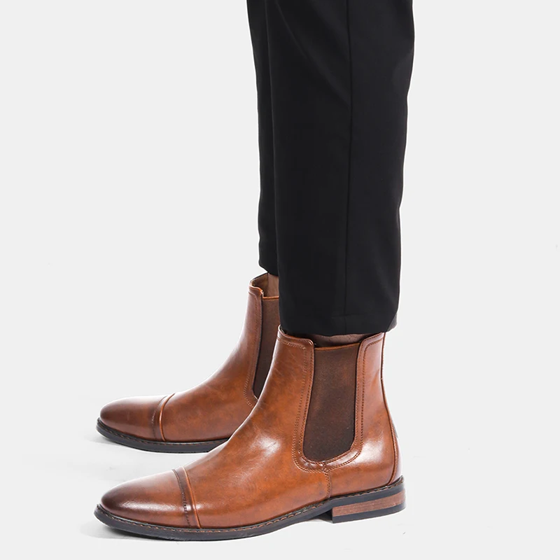 2020 British trend nových pointy boot nízke podpätky Chelsea topánky pánske topánky fashion vysoké podpätky #KD5246C3