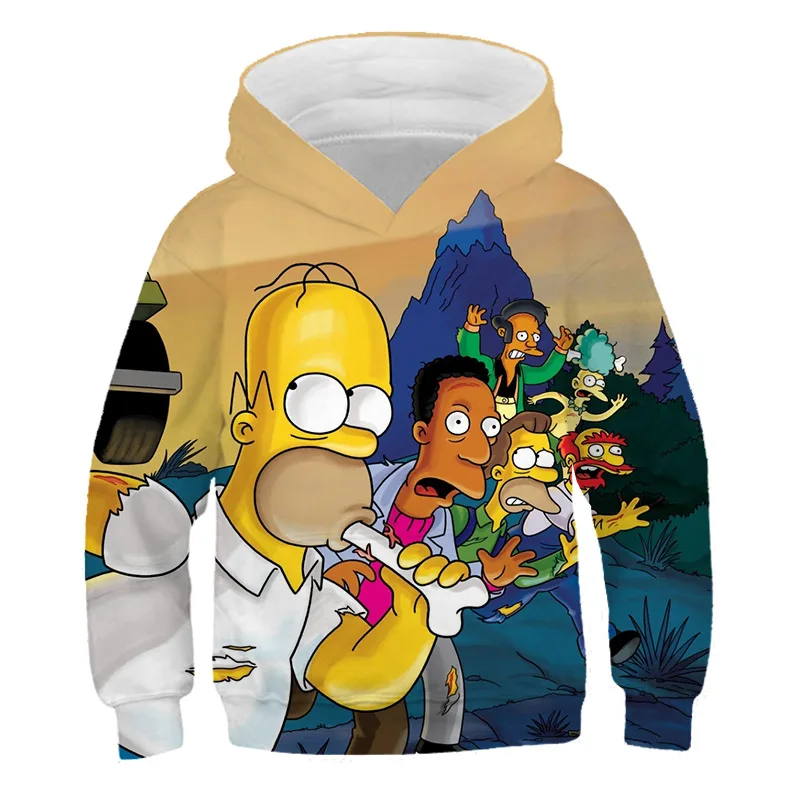 2020 Chlapci hoodies Deti Oblečenie Mikina Jeseň a v zime Deti Simpson Dlhý Rukáv Cartoon polyester hoodies Topy 4-14T