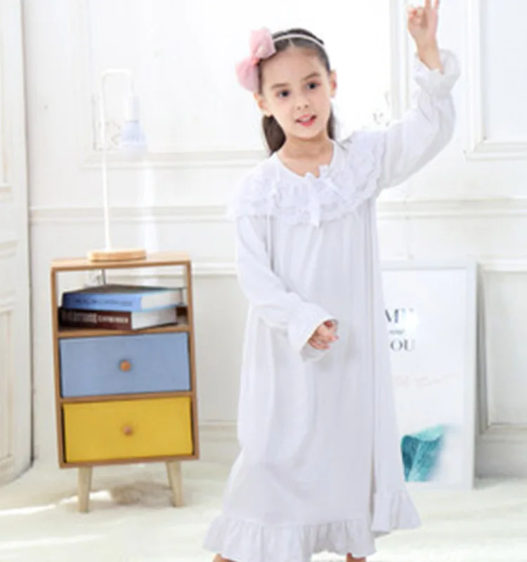 2020 Deti Dievča Nightgown 2-10 Rokov Children' S Model Pyžamo Sleepwear Domov-Nosenie Jeseň Bavlna Dlhé Rukávy Nightdress