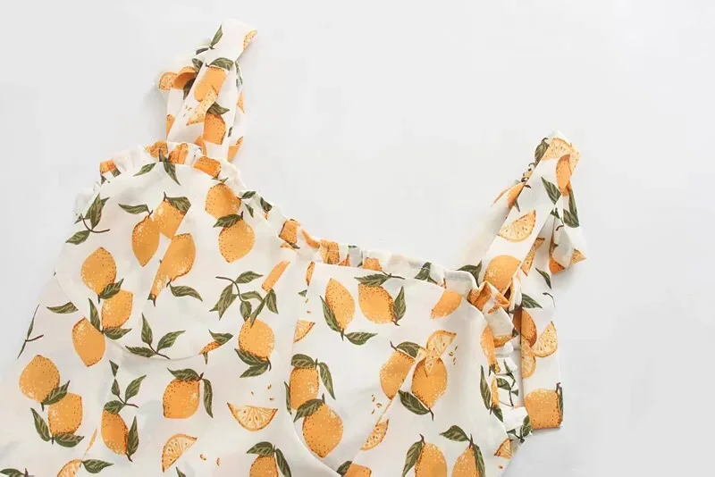 2020 francúzsky štýl Orange Tlač Ženy Šaty Bodycon Kravatu Luk Popruh bez Rukávov Mini Šaty, Sexy Pláži Ženy Party Šaty Vintage