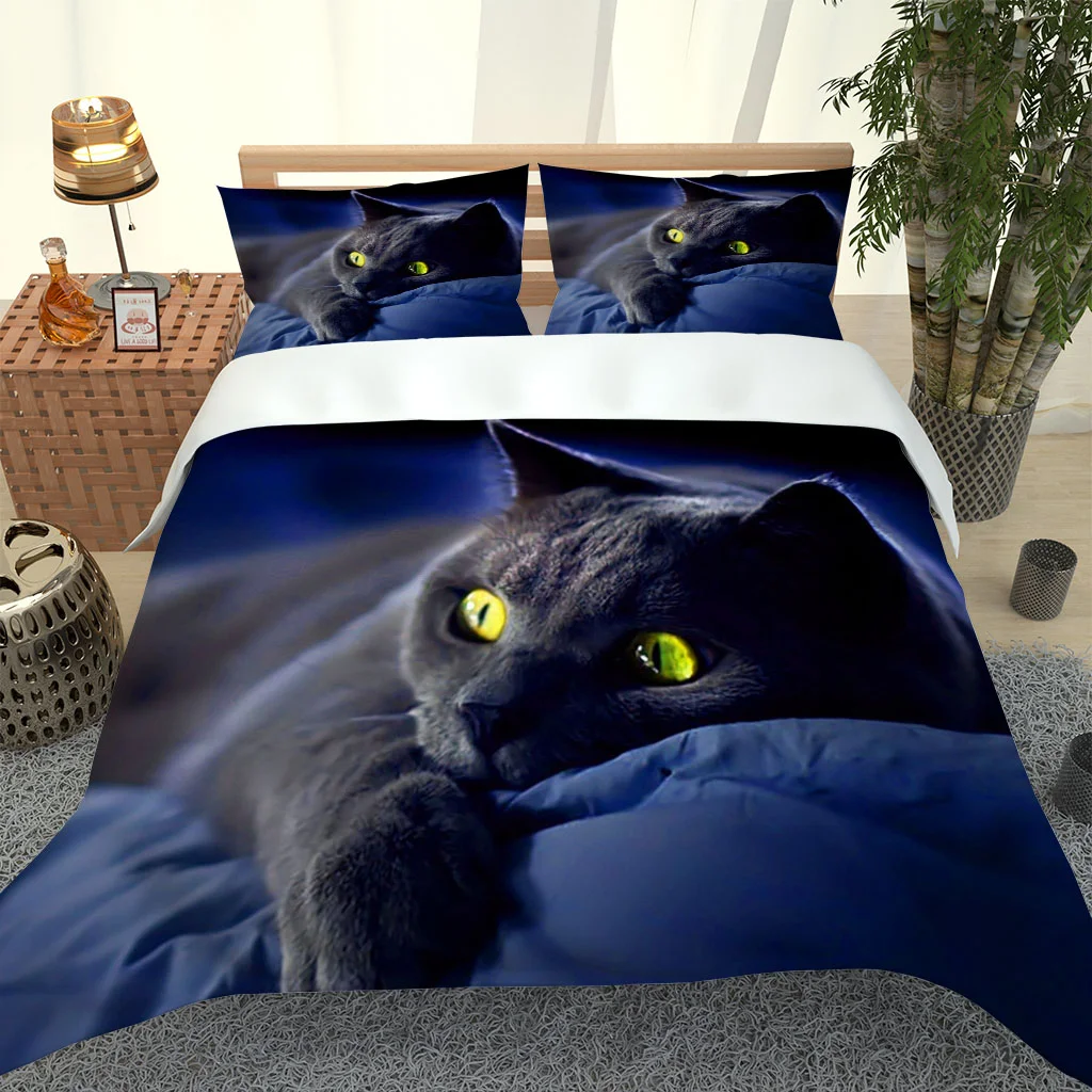 2020 Hot Štýl posteľná bielizeň Nastaviť 3d Digital Black Cat Vzor 2/3ks Perinu Nastaviť Jeden Twin Dvojitej Plnej Kráľovná Kráľ posteľná bielizeň