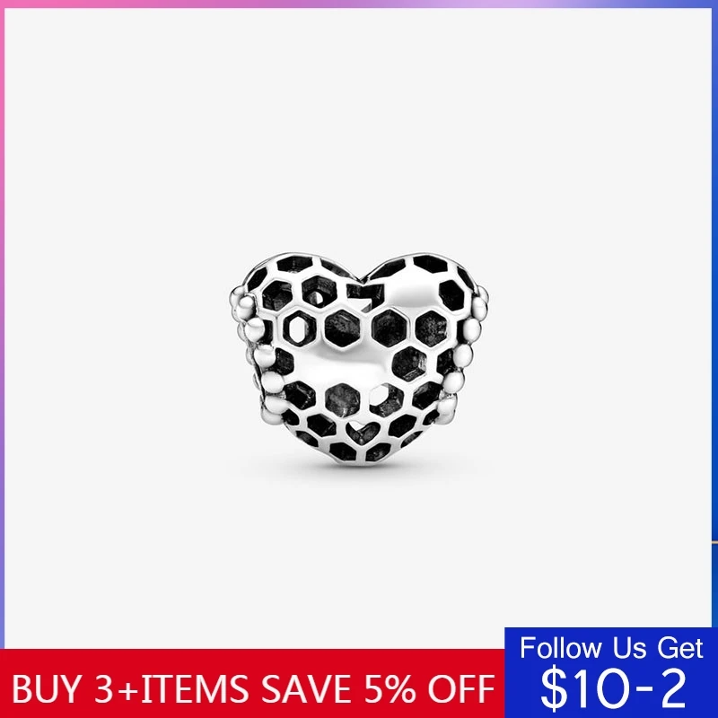 2020 Jar Nové Korálky Bee Happy Honeycomb Srdce 925 Sterling Silver Charms fit Pôvodnej 3 mm Náramky Ženy DIY Šperky