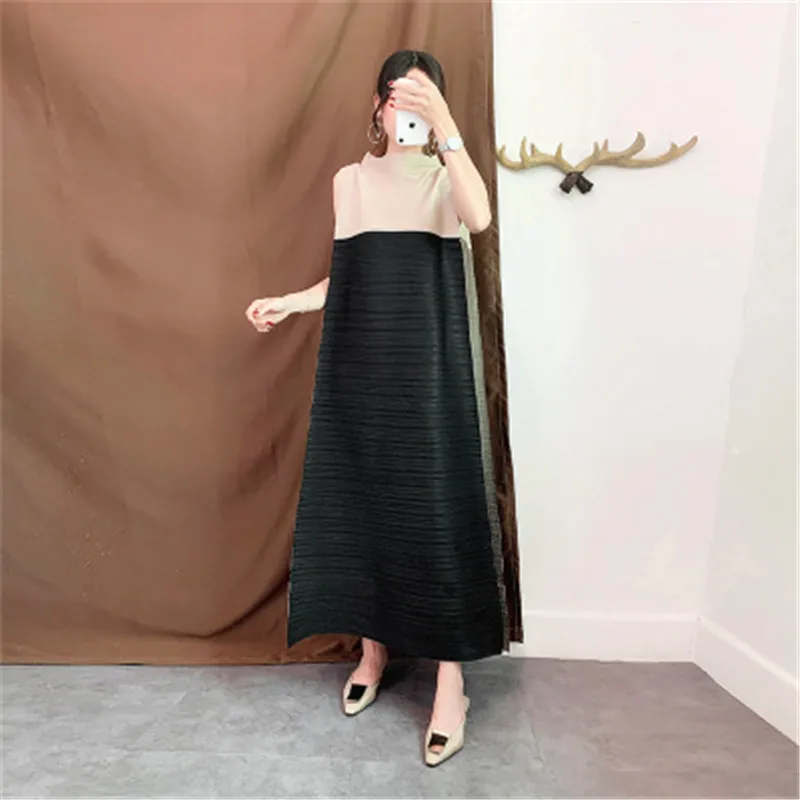 2020 jar žien Miyak strednej dĺžky skladaný šaty módneho dizajnu voľné veľké veľkosti, dlhé rukávy vytlačené žien strednej dĺžky šaty