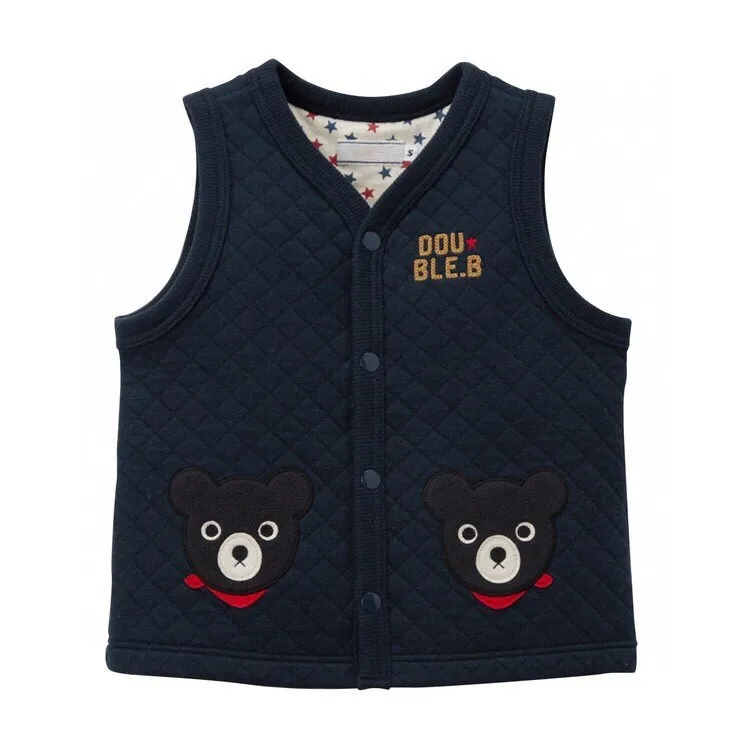 2020 jesenné a zimné detské vesta Roztomilý čierny medveď, výšivky bavlna vesta pre chlapcov a dievčatá