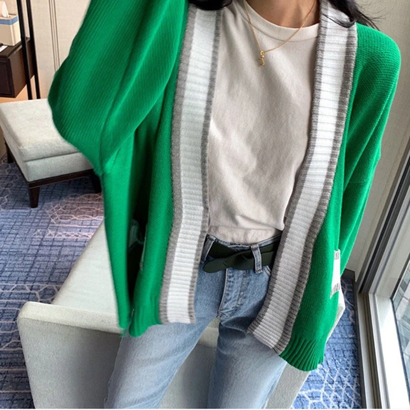 2020 Jeseň Zima kórejský bežné sveter paletu farieb, tvaru voľné dlhý rukáv pletené Vesty kabát