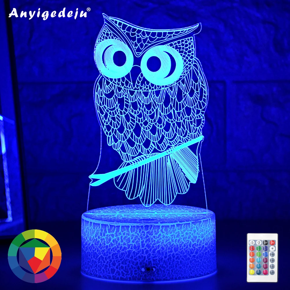 2020 Najnovšie Dieťa Svetla Noc 3D LED Nočné Svetlo Tvorivé Tabuľka Nočná Lampa Romantický Sova svetlo Deti Grile Domáce Dekorácie, Darčeky