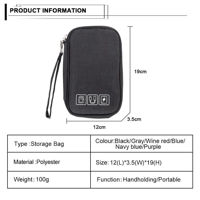 2020 Nepremokavé Organizátor Cestovné Skladovanie Tašky Pre Elektronické Produkt Digitálne Príslušenstvo USB Nabíjací Kábel, Slúchadlá