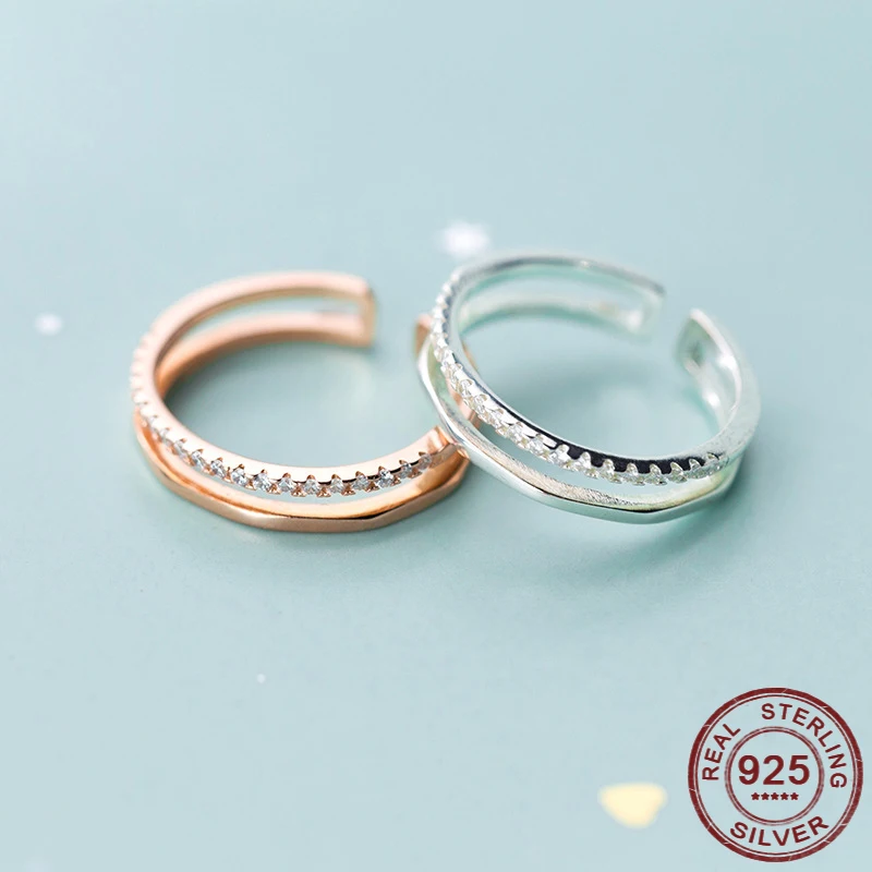 2020 Nové Elegantné Leaf CZ Kameňa, Dutých Dvojvrstvové Prstene pre Dámu 925 Sterling Silver Prstene pre ženy Móda Otvoriť Krúžky