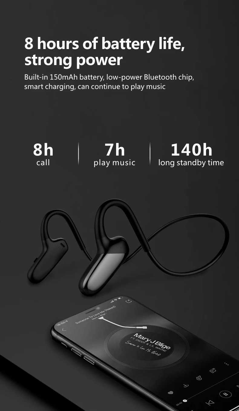 2020 Nové Kostné Vedenie Slúchadlá Bluetooth 5.0 Bezdrôtový Otvorené Ucho Headset Sweatproof Nepremokavé Športové Slúchadlá Slúchadlá