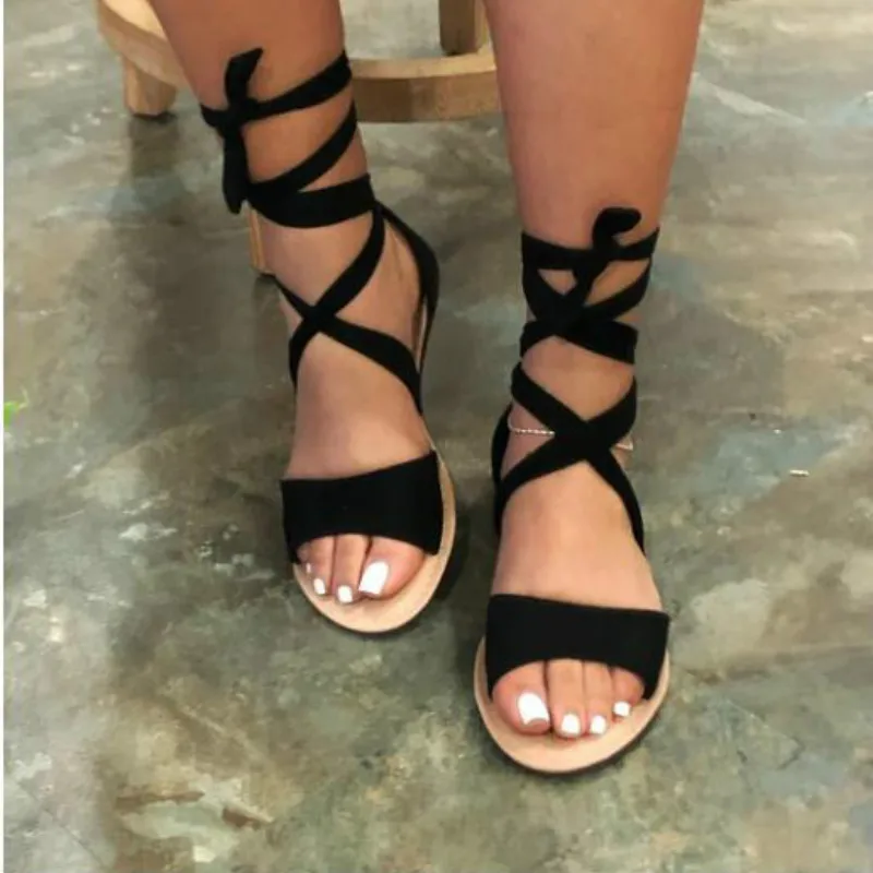 2020 Nové Letné Ženy Sandále Sexy Stádo Ploché Sandále Cross-Popruh Obväz Snakelike Sandále Priedušná Típat Prst Gladiator Topánky