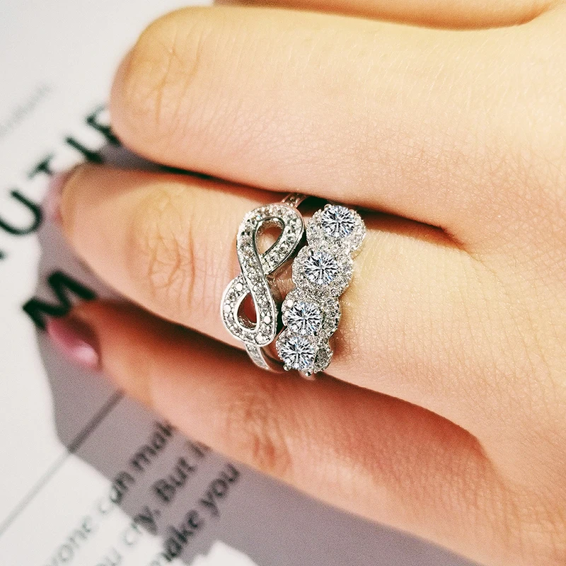 2020 nové luxusné módne kolo 925 sterling silver prsteň pre ženy lady výročie darček šperky hromadne predávať R5132