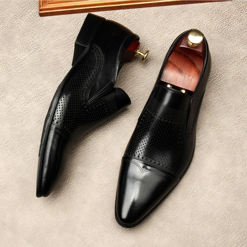 2020 Nové Originálne Kožené pánske Šaty Topánky Ručne vyrábané Office Business Svadobné Modrá Čierna Luxusná Pošmyknúť Na Formálne Oxfords Pánske Topánky
