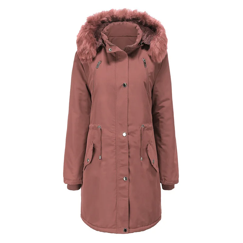 2020 Nové Zimné Oblečenie Žien Dlhej Časti Kožušiny Golier Vymeniteľné Klobúk Zimný Kabát Ženy Plus Velvet Teplou Farbou Žien Coats