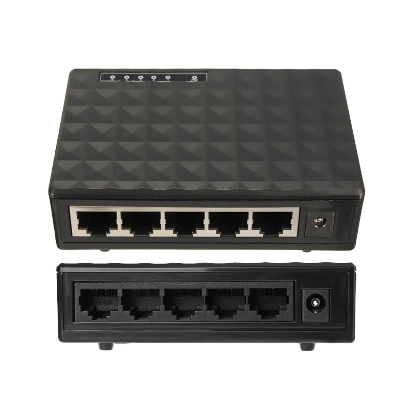 2020 Nový 5 portový Fast Ethernet Switch 10/100Mbps Sieťové RJ45 LAN Ethernet Switch Adaptéra US/EU Napájací Adaptér