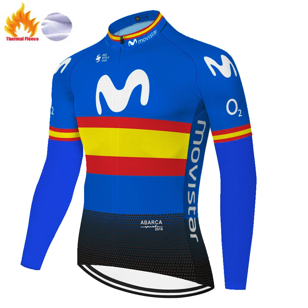 2020 pro tímu movistar cyklistický dres s dlhými rukávmi mužov Zimné Thermal Fleece teplé cyklistické tričko Mužov ropa ciclismo hombre