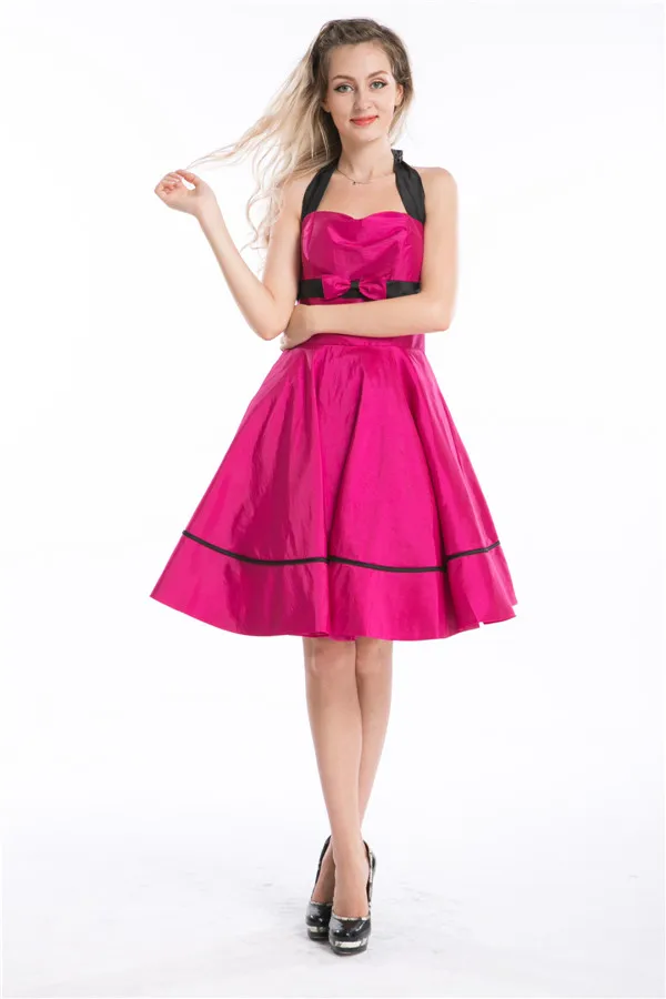 2020 Retro Šaty S Uväzovaním Za Party Šaty Luk Hepburn Vintage Pin Up Rockabilly Šaty Šaty Plus Veľkosť Elegantné Midi Šaty