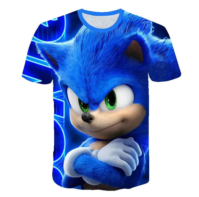 2020 Summer Sonic Ježko tričko Modré 3D Vytlačené Dievčatá Streetwear Deti detský Oblečenie Baby Vtipné Tričko O-Krku Chlapci Kreslených