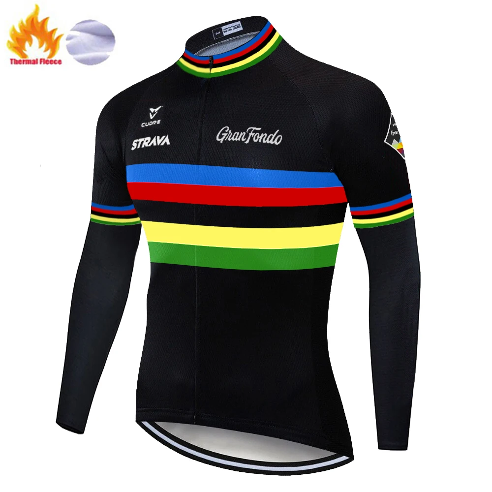 2020 tím Strava cyklistika dres zimné Thermal Fleece maillot ciclismo invierno hombre Vonkajšie dlhý rukáv Cyklistický dres roadbike