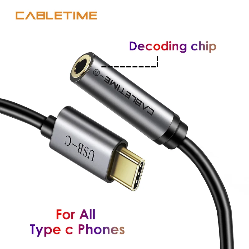 2020 USB Typu C (Audio 3,5 mm jack Kábel Dekódovanie Čip, USB, C Slúchadlá, AUX Adaptér Pre Oneplus Huawei Xiao 6 8 9 SE N217