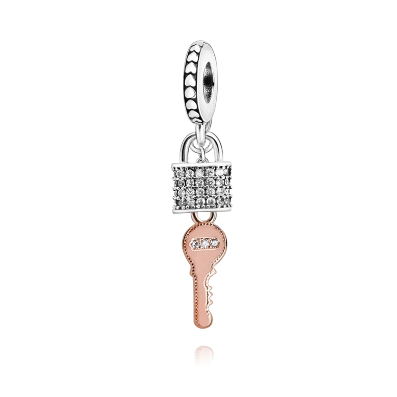 2020 Valentine je Nové 925 Sterling Silver Korálky Pavé Visiaci zámok & Kľúč Kúzlo fit Pôvodné pandora Náramky Ženy DIY Šperky