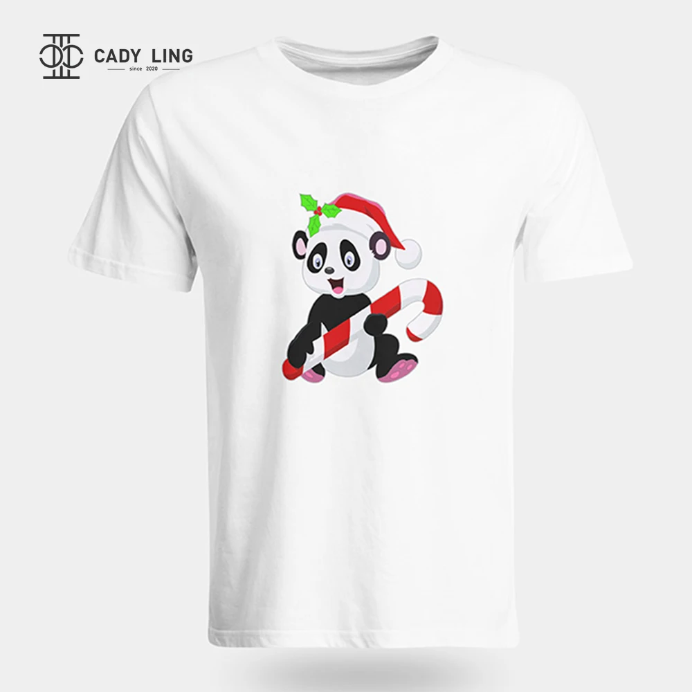 2020 Vianočné panda tričko tlač ženy móde Vianočné harajuku krátky rukáv t-shirt Biele oblečenie žien T-shirt Topy
